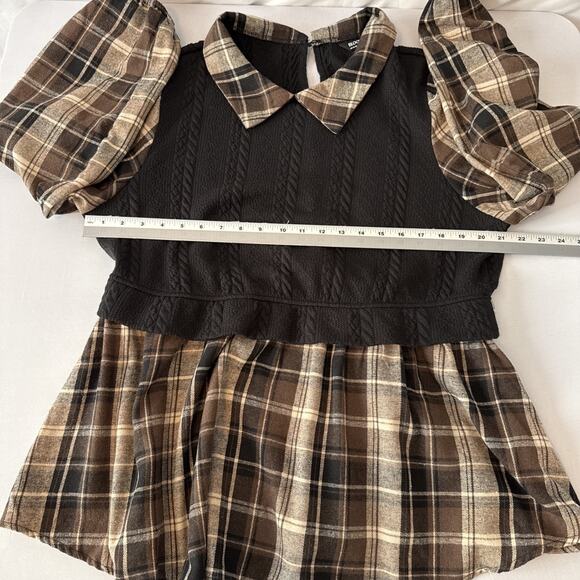 Bloomchic Women’s Plus 18/20 Whimsigoth Plaid Knit Sweater Tunic Preppy Fall - Picture 6 of 8